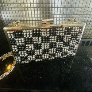 Elegant Black and Silver Crossbody Purse Clutch